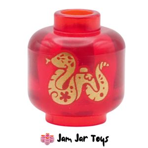 LEGO® Trans-Red Head, Gold Snake Print. A515
