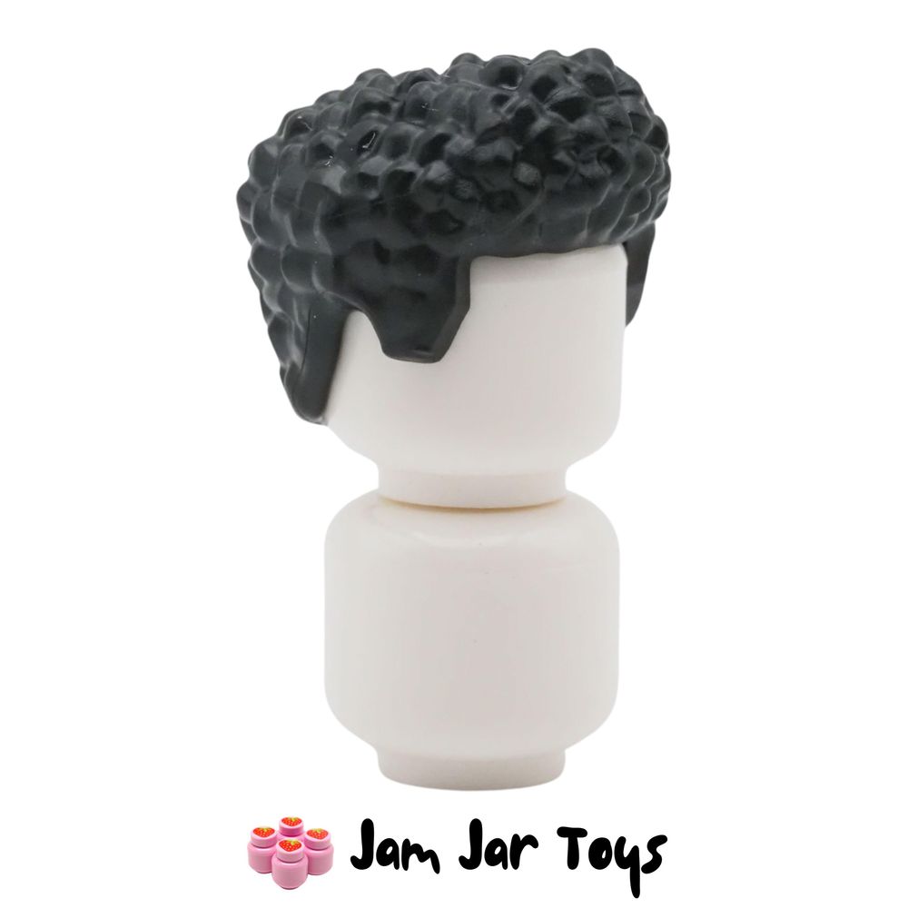 LEGO Black Coiled Short Hair, Squared Front