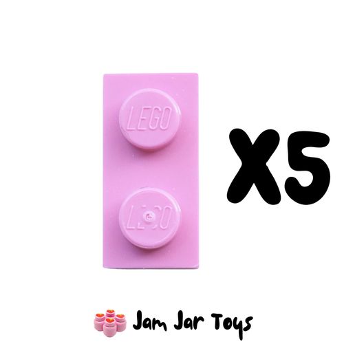 Five Bright Pink 1 x 2 Tiles.