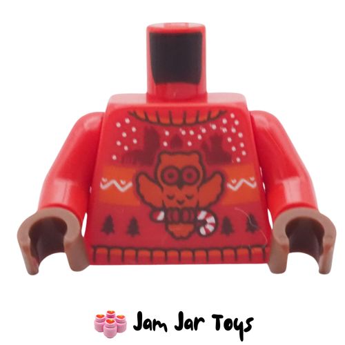 LEGO Festive Minifigure Torso – Red Jumper, Reddish Brown Hand