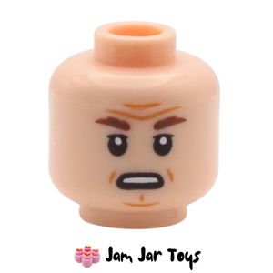 LEGO® General Tagge Light Nougat Head, Nougat Lines, Stare/Open Mouth Sneer HF239