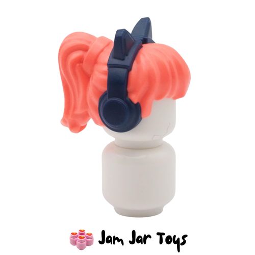 LEGO Coral, High Ponytail Hair, Dark Blue Headphones, Cat Ears