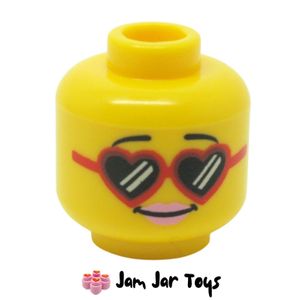 LEGO® Head Red Heart Sunglasses / Eyes Closed. FH17.