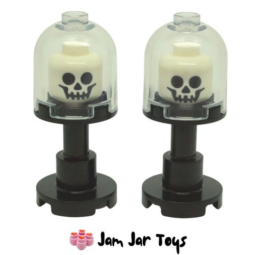LEGO Halloween Skeleton Skull Display Cases x2 Front View