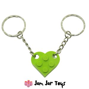 Lime LEGO® Love Heart Keyring Keychain Made With LEGO Bricks