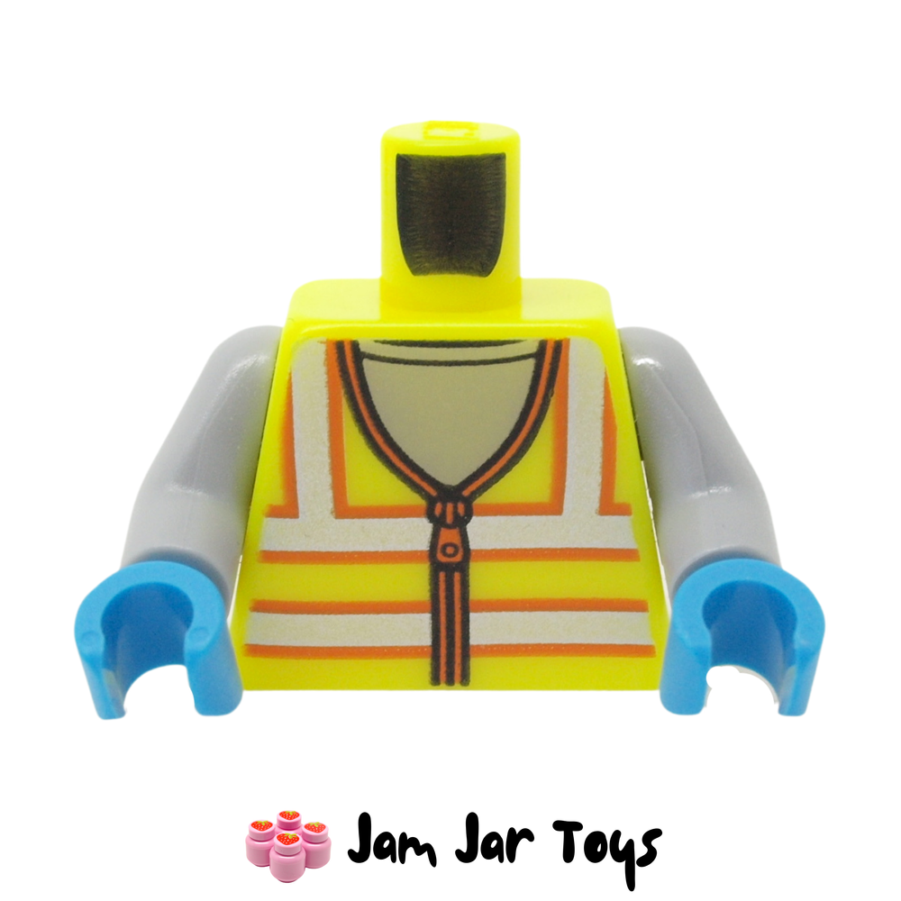 LEGO Vibrant Yellow Torso Safety Vest Reflective Crossed Stripes and Zipper
