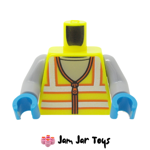 LEGO Vibrant Yellow Torso Safety Vest Reflective Crossed Stripes and Zipper