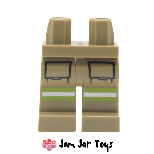 LEGO Dark Tan Firefighter Legs with Pockets and Yellow/Grey Stripes