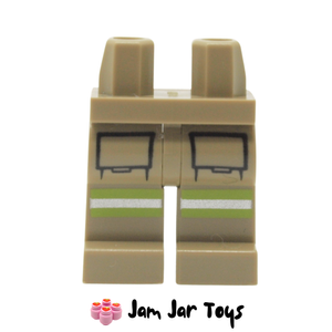 LEGO® Dark Tan Firefighter Legs with Pockets and Yellow/Grey Stripes L110