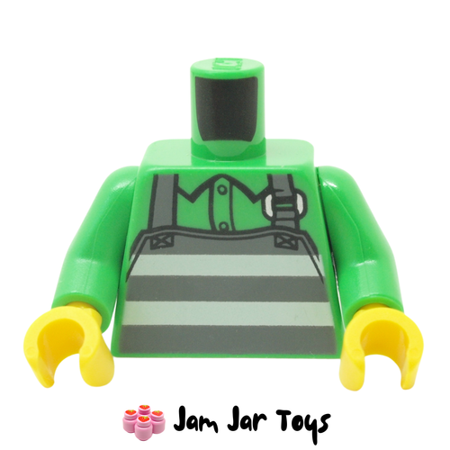 LEGO Torso Bright Green Shirt, Apron with Prison Stripes