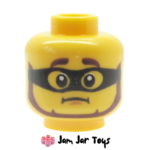 LEGO Criminal Head, Dark Brown Eyebrows, Beard, Black Eyemask