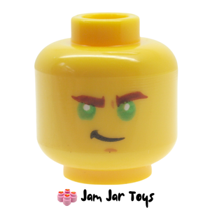 LEGO® Lloyd Head, Dual Sided, Greens Eyes, Reddish Brown Eyebrows, Smirk / Scared FH176