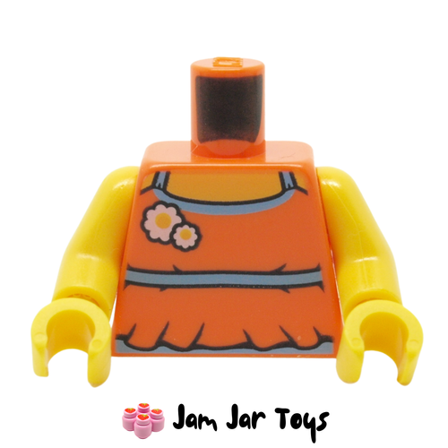LEGO Orange Torso Halter Top with Medium Blue Trim and Flowers