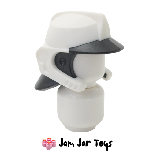 LEGO White Helmet with Black Peak and Neck Protector Pattern