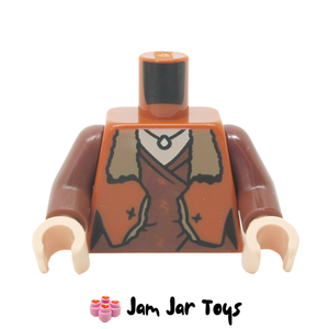 LEGO® Dark Orange Jacket, Tan Fur Collar, Reddish Brown Undershirt, Necklace T189