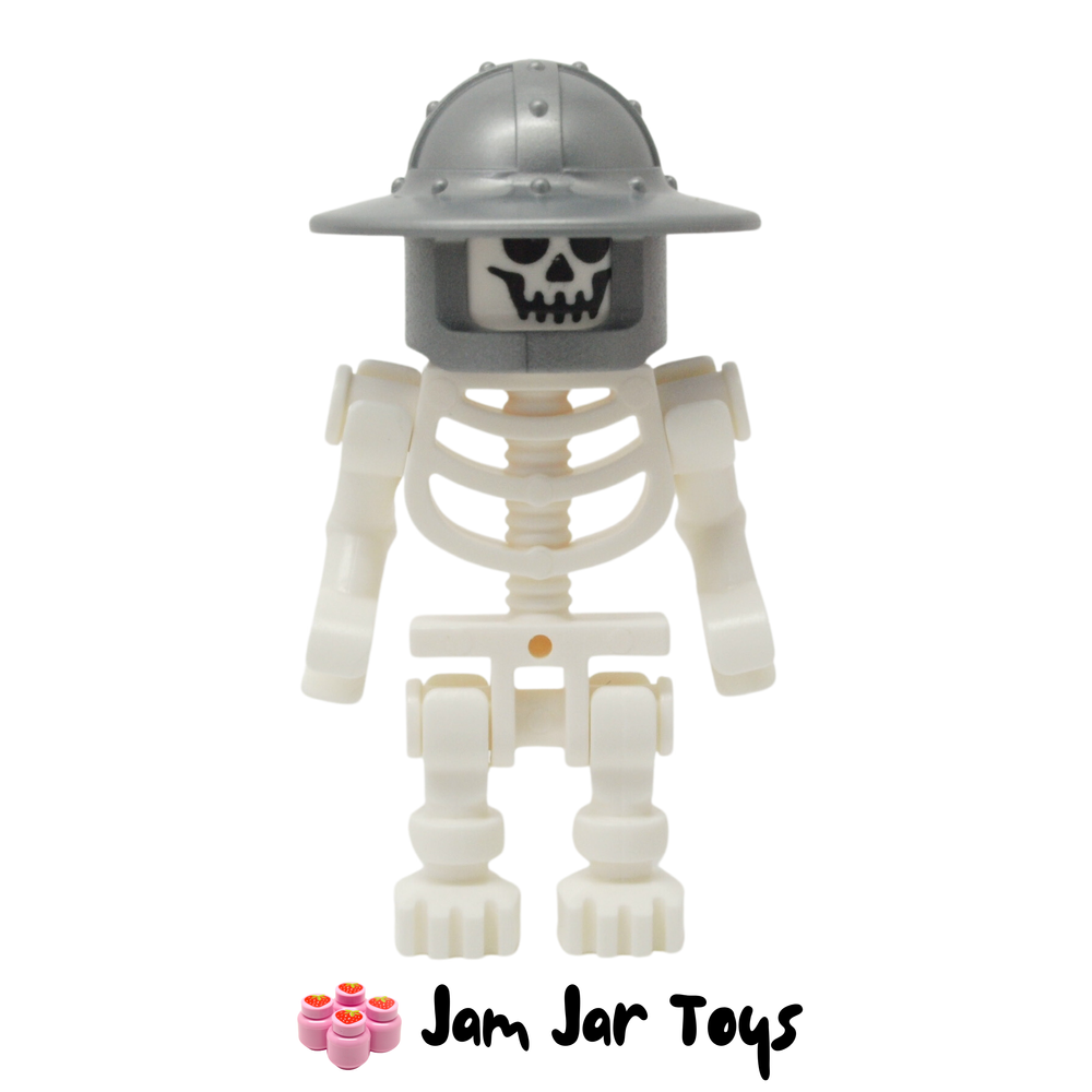 LEGO Skeleton Halloween Figure Silver Knight Helmet with Chinstrap and Wide Brim