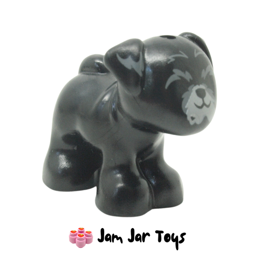 LEGO Black Dog Pug, Light Bluish Grey Mouth, Dark Bluish Grey Closed Eyes