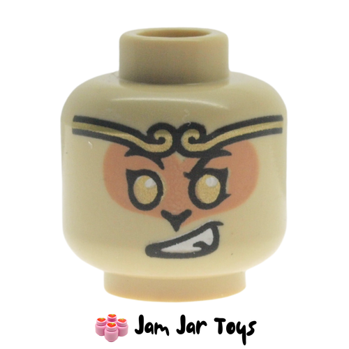 LEGO Monkie King Head, Gold Eyes, Headband, Eyemask/Eyeshadow, Lopsided Grin