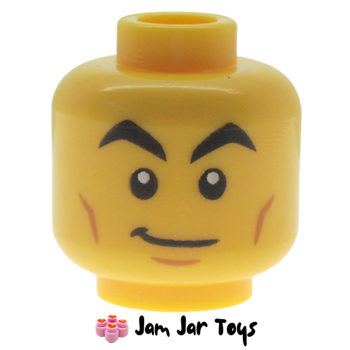 LEGO Cyber Rider Head, Big Black Eyebrows, Mean Smile