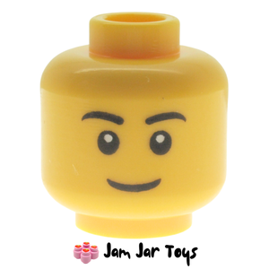 LEGO® Minifigure Head, Black Eyebrows, Thin Grin HF31