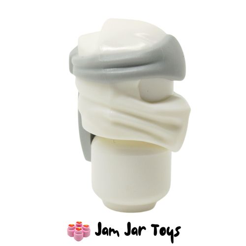LEGO White Wrap, Long Back Knot, Light Bluish Grey Band.