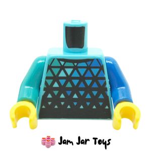 LEGO® Medium Azure Torso, Black Triangles, Odd Arms. TO165