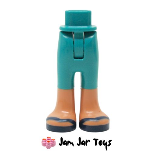 LEGO Dark Turquoise Minidoll Trousers, Nougat Feet, with Back Pockets, Dark Blue Sandals