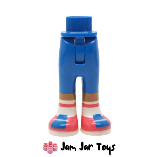LEGO Blue Trousers, Back Pockets, Light Nougat Legs, Coral/White/Blue shoes.