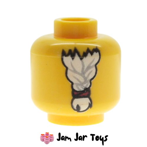 LEGO Sensei Wu Master, Head, White Eyebrows, Beard, Angry Smile Rear View