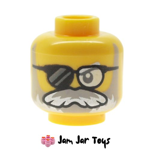 LEGO Mr. Oz, Sunglasses with One Glass Missing, Light Bluish Grey Beard with Silver Highlights.
