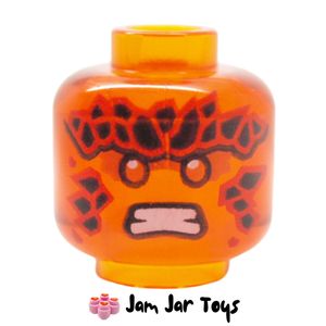 LEGO® Trans-Orange Cole Head, Red Eyes, Black Scales, Angry Teeth HF114