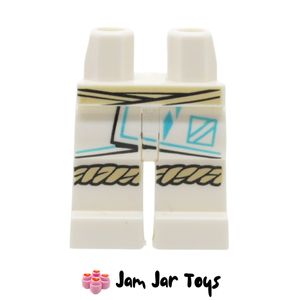 LEGO® White Legs / Robe, Medium Azure Trim, Tan Belt, Knee Wraps. L218