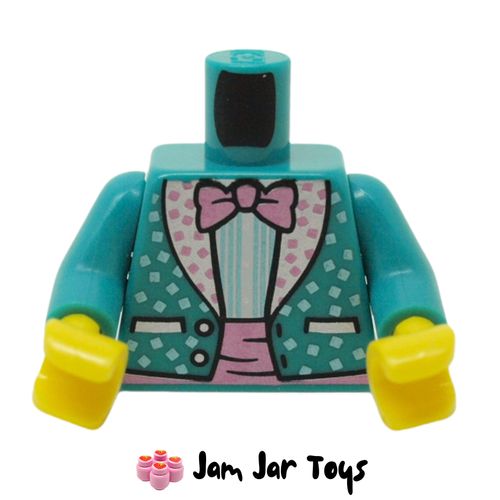 LEGO Dark Turquoise Dotted Jacket, Pink Bow Tie, Striped Shirt.