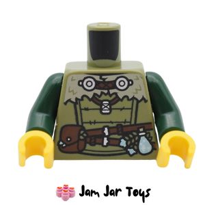 LEGO® Olive Green Viking Torso, Fur Cloak, Dark Brown Straps. TO189