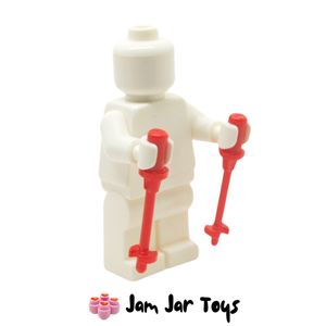 LEGO 2 x Red Ski Poles with Handle, Stop Ring and Side Stops