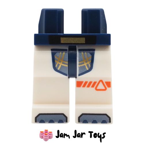 LEGO Dark Blue and White Legs, Orange Stripe and Triangle on Knee