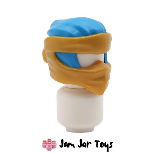 LEGO Dark Azure Wrap, Short Back Knot, Pearl Gold Mask
