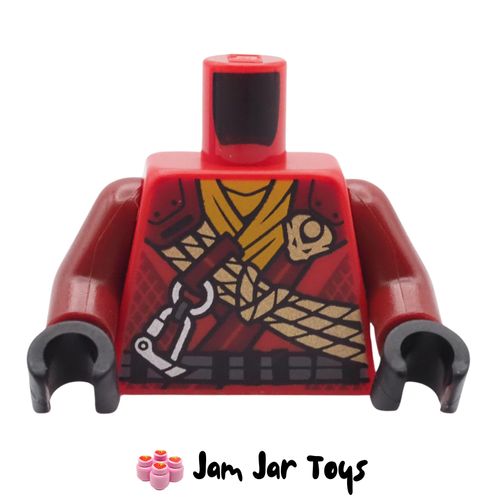 LEGO Red Ninja Robes Torso Nougat Ropes, Silver Clips, Belt, Sash