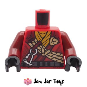LEGO® Red Ninja Robes Torso Nougat Ropes, Silver Clips, Belt, Sash. T260