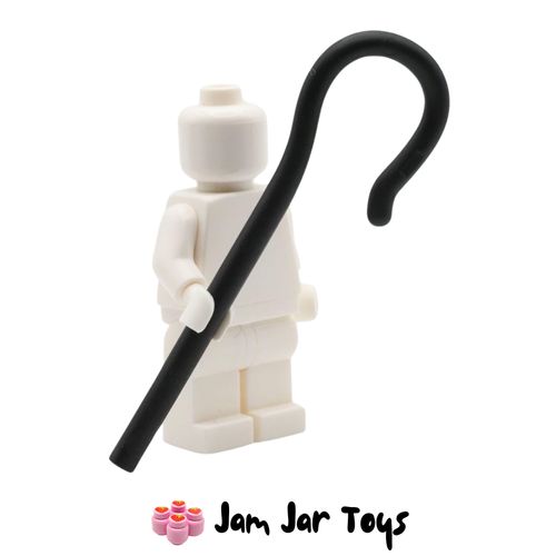 LEGO Black Shepherd's Crook / Staff. Found in various LEGO sets including 10300-1 - Back to the Future Time Machine A398.