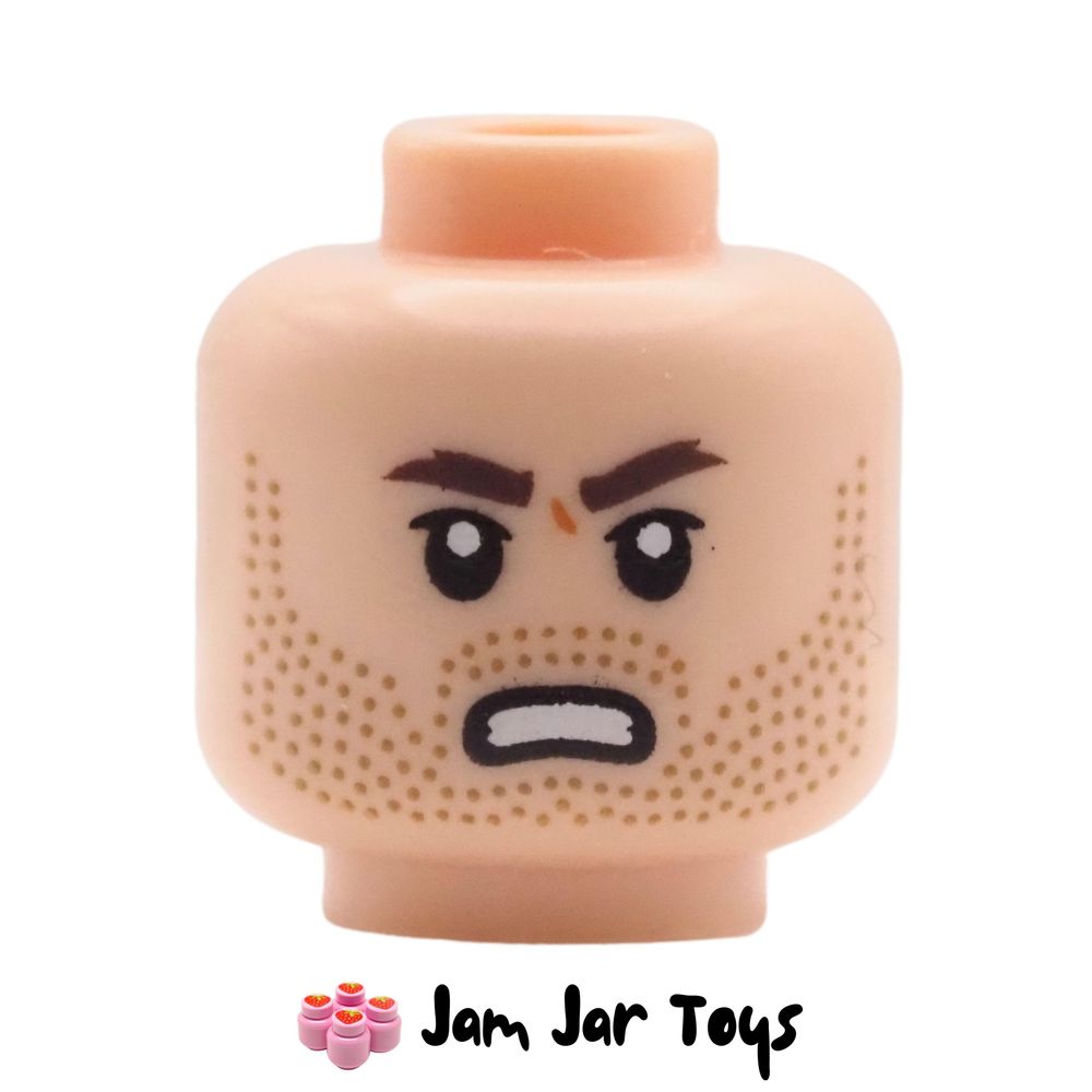 LEGO Jod Na Nawood Light Nougat Head, Stubble, Scowling.