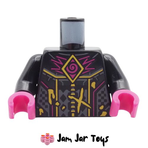 LEGO Black Torso, Silver Armour, Magenta/Bright Light Yellow Lines.