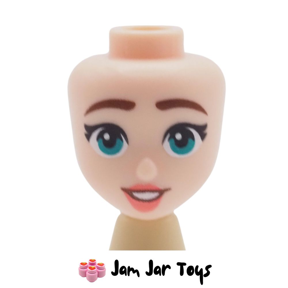 LEGO Matilde Light Nougat Head, Dark Brown Eyebrows, Dark Turquoise Eyes, Coral Lips.