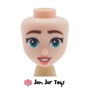 LEGO® Matilde Light Nougat Head, Dark Brown Eyebrows, Dark Turquoise Eyes, Coral Lips. MDH149