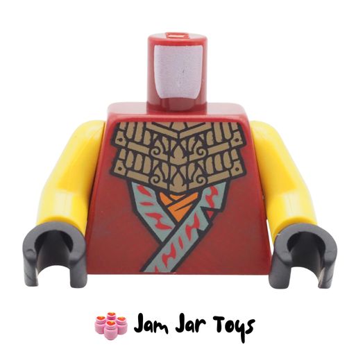LEGO Wyldefyre, Dark Red Ninja Robe Torso, Sand Green Trim, Dark Tan Armour, Orange Sash