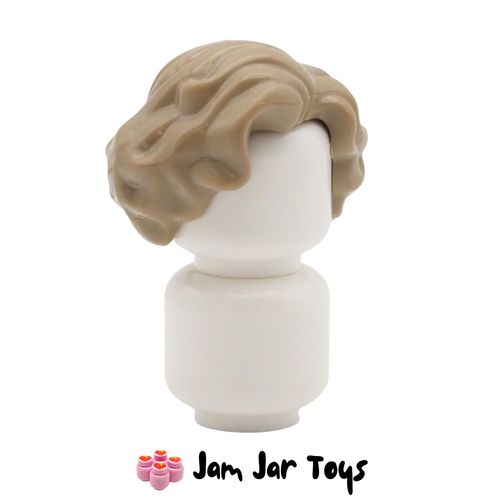 LEGO Hairstyle – Dark Tan Short Wavy Hair With Side Parting.