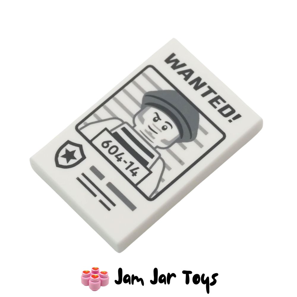 LEGO Tile 2×3 – White Wanted Poster “WANTED / 604-14”