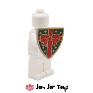 LEGO® Light Dark Green Triangular Shield, Red Bow Ribbon, Gold Stars W206