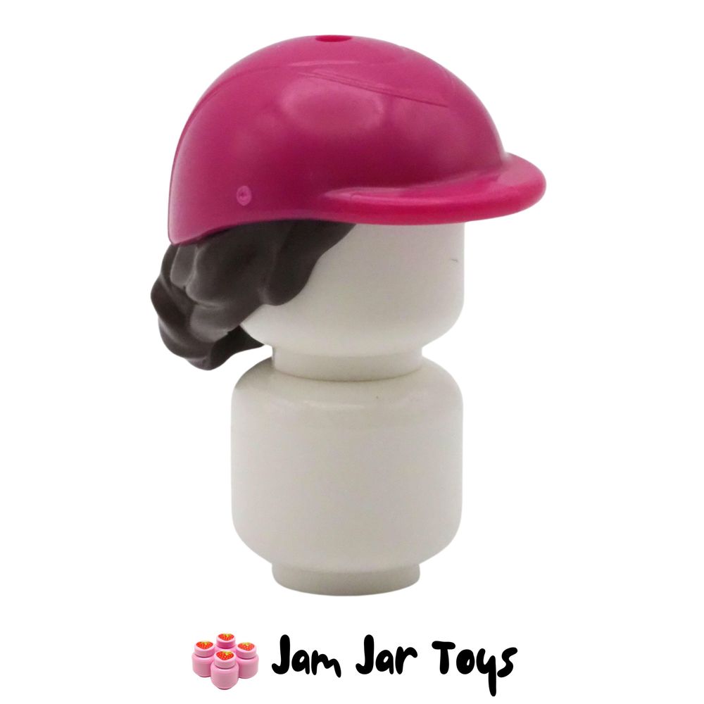 LEGO Magenta Riding Helmet Short Black Hair