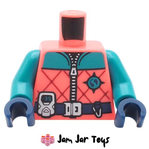 LEGO® Coral Puffer Jacket Torso, Arctic Explorers Symbol, Dark Turquoise Collar, Dark Blue Belt